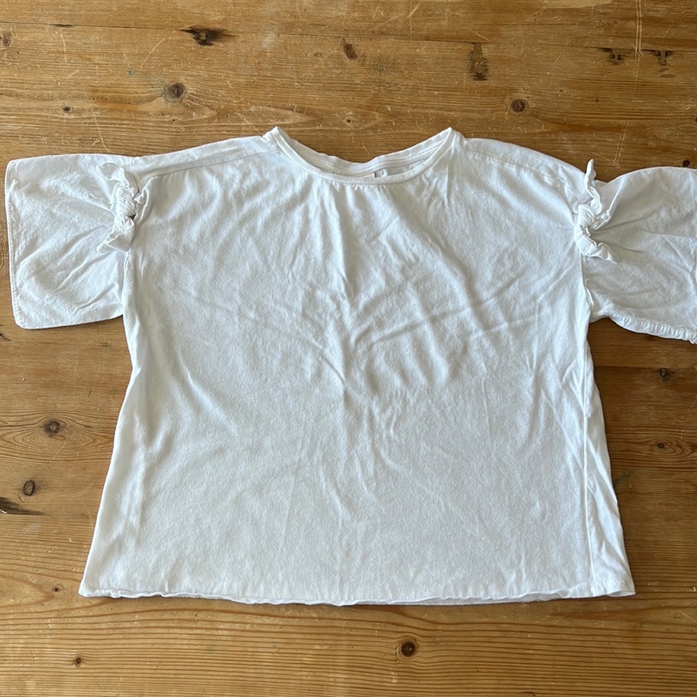 Zara white top with bow sleeves size 10